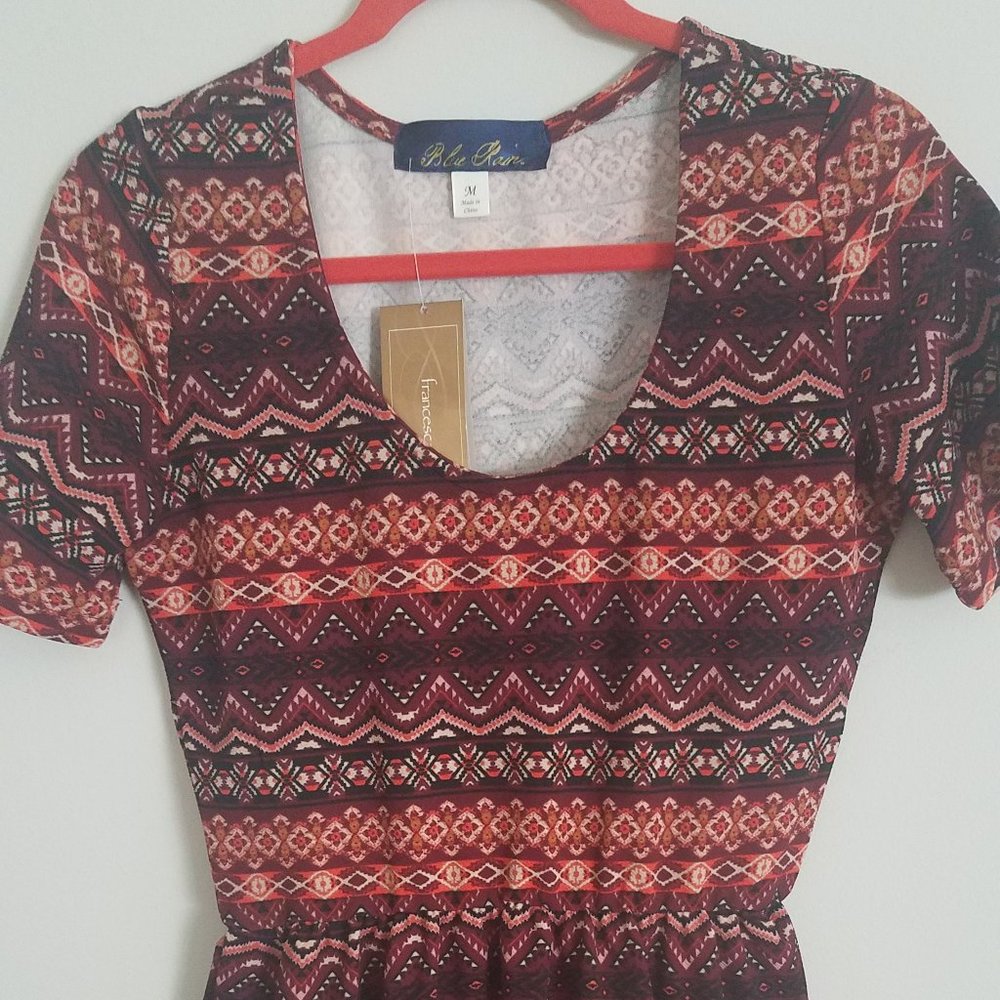 Blue Rain Knit Tank Dress Sinched Waist Size M